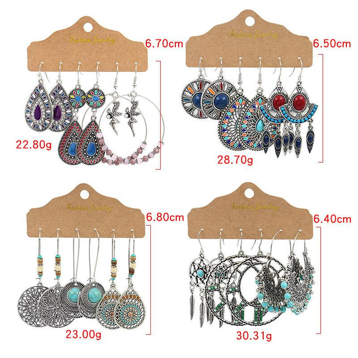 Three-Piece Metal Drop Earrings Set Jewelry