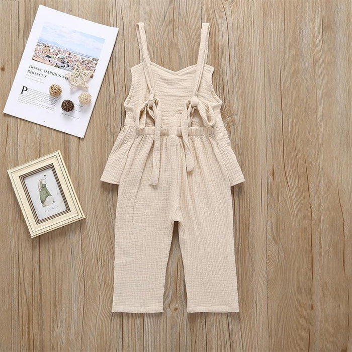 Suspender top one-piece trousers linen casual wear