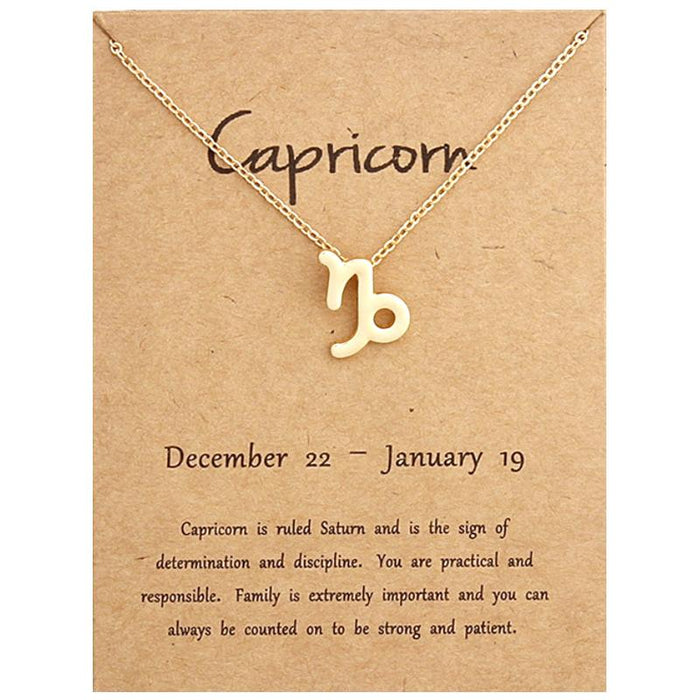 Twelve Constellations Necklace Collarbone Chain Pendant Card Short Necklace
