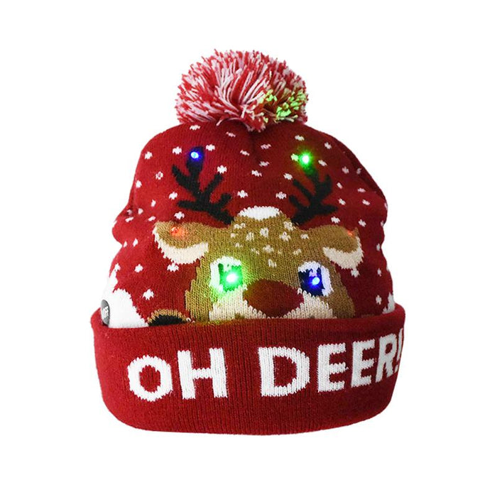 LED Christmas Beanie Christmas Light Up Knitted Hat