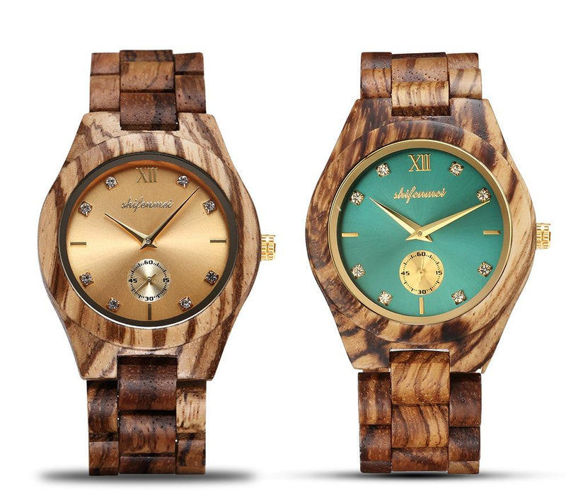 New Multifunctional Advanced Green Wood Quartz Watch