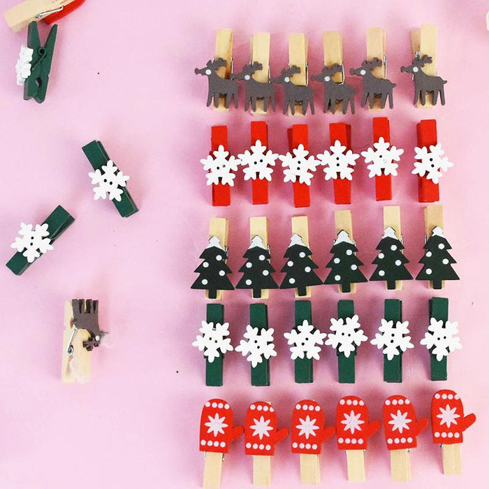 20Pcs/Lot Christmas Tree Elk Goves Wood Clips