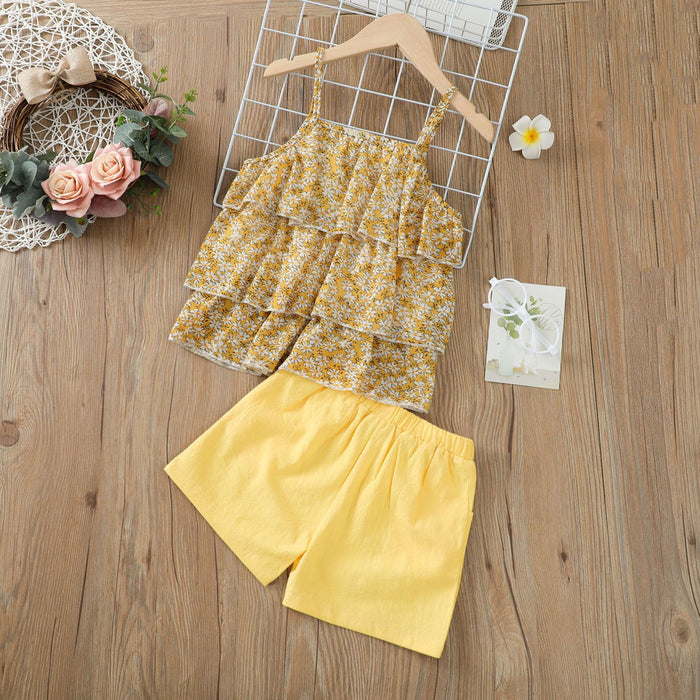 Chiffon suspender cake skirt two piece set