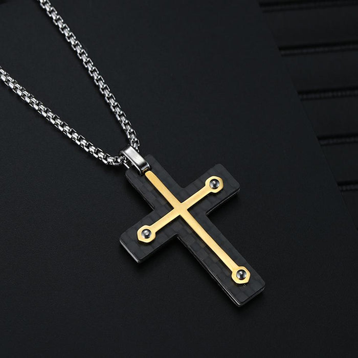 Men's Titanium Steel Carbon Fiber Pendant Necklace