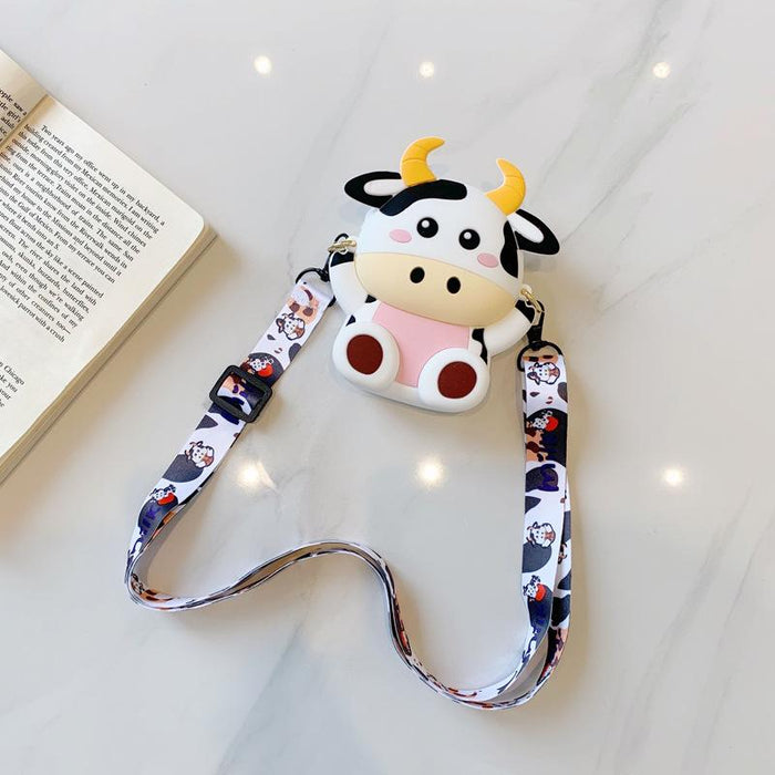 Cartoon Diagonal Bag Cow Backpack Silicone Coin Purse