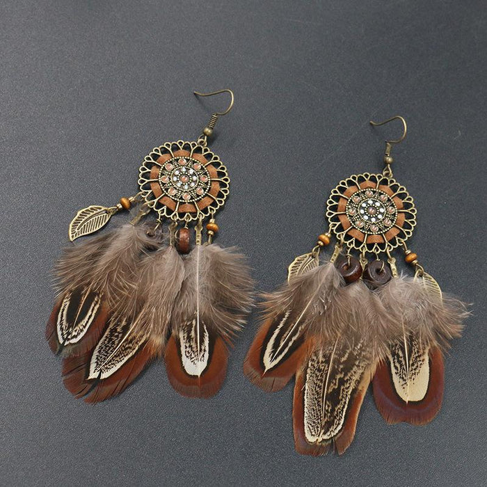 Women's Creative Popular Feather Alloy Earrings Jewelry