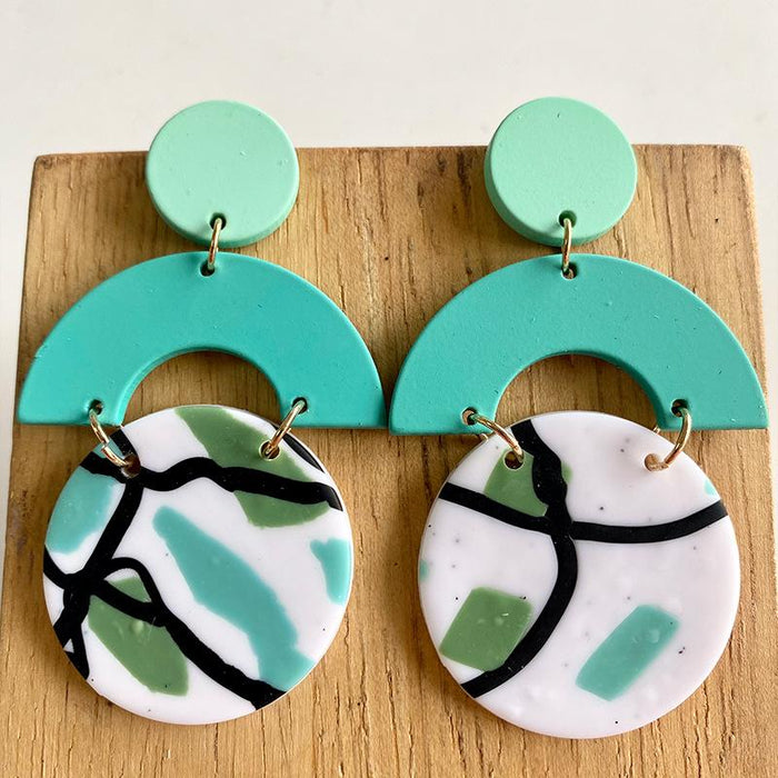 Polymer Clay Graffiti Green Earrings