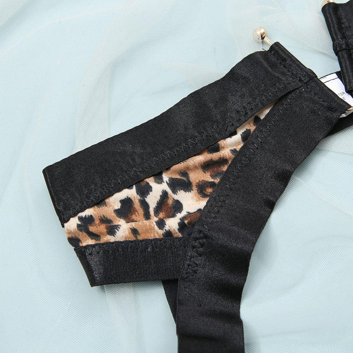 Women's Leopard Print Sexy Underwear Three-piece Set