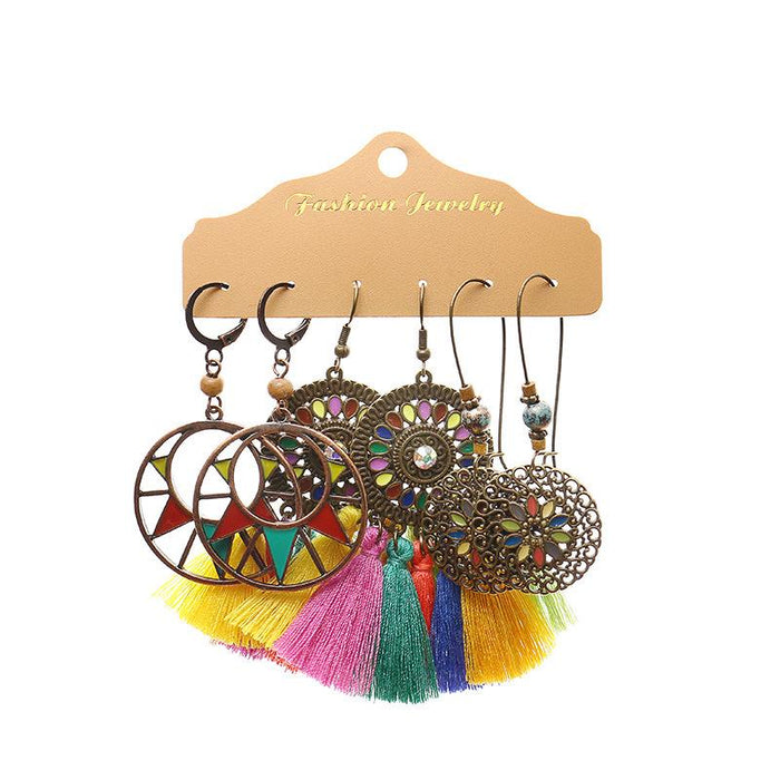 3 pairs/set Earrings Bohemian Style Jewelry X0X36218