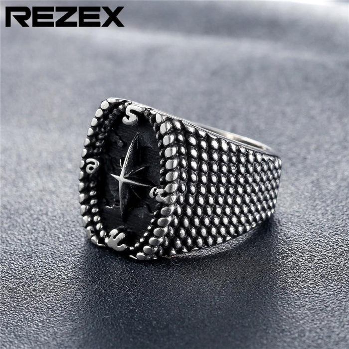 Cross Compass Men's Retro Personalized Titanium Steel Ring