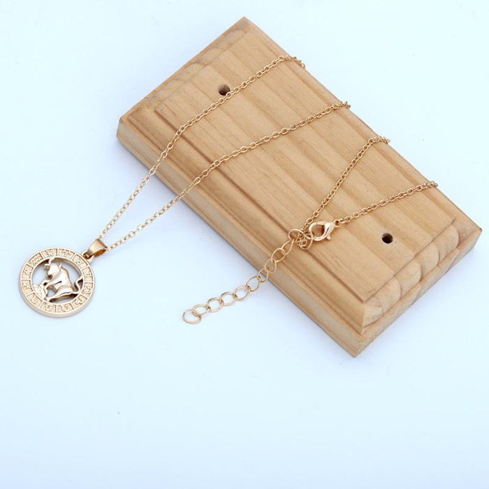 Zodiac 3D Image Pendant Card Clavicle Chain
