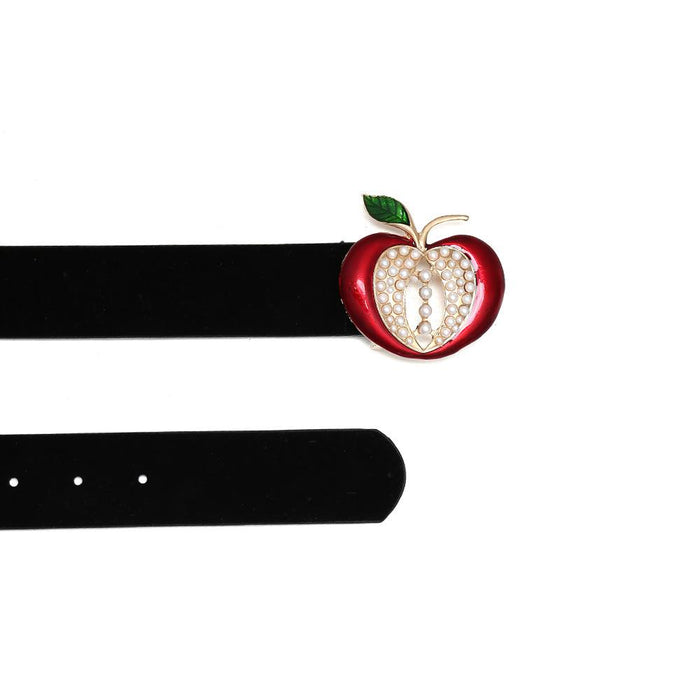 Velvet thick Apple belt with pearl alloy dripping oil