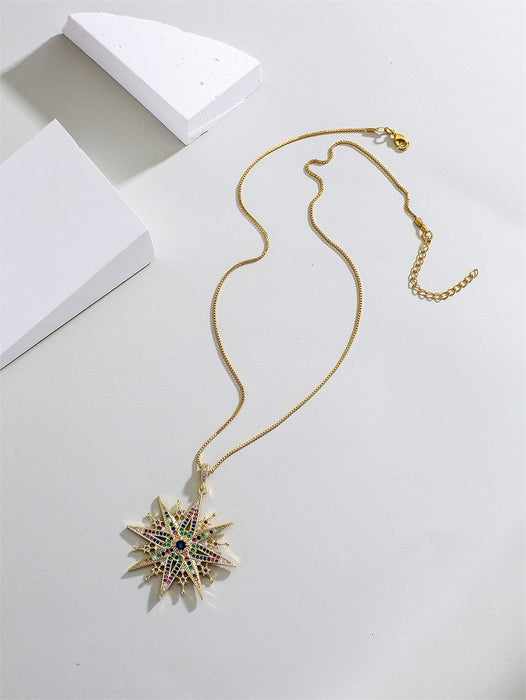 New Fashion Simple Color Zircon Geometric Pendant Necklace