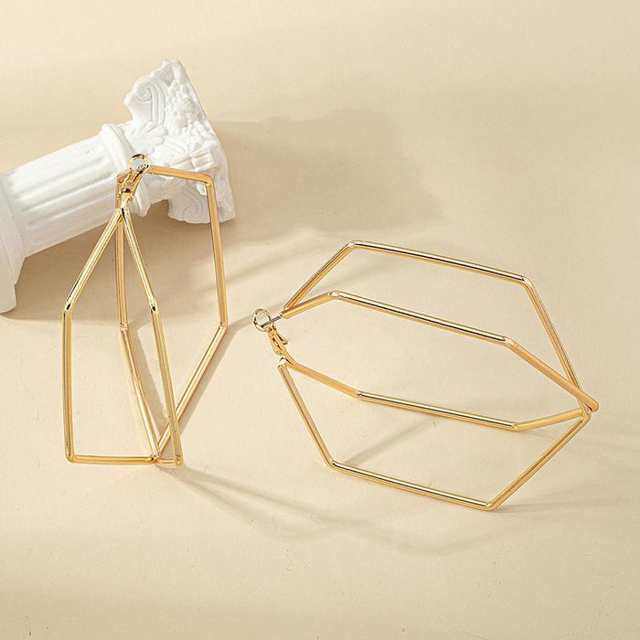 New Pentagonal Cold Wind Exaggerated Earrings