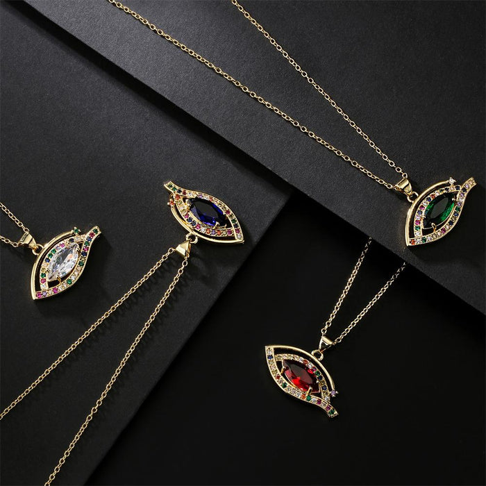 New zircon popular geometric Eye Pendant gold necklace