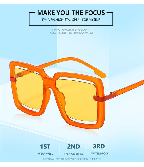 Hollow out large frame sunglasses