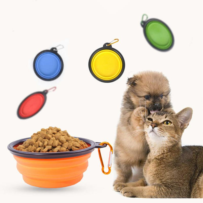 1000ML Silicone Dog Feeding Bowl With Carabiner Folding Cat Bowl