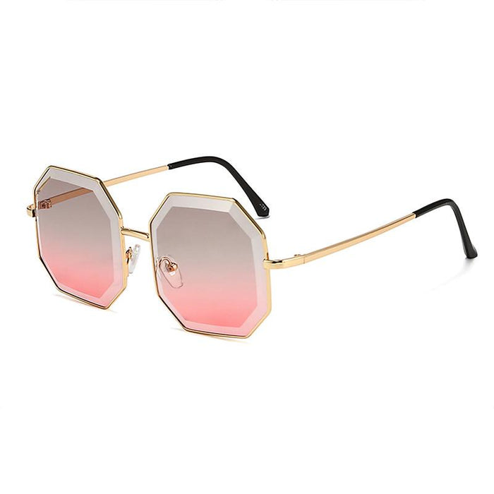 Irregular trimming large frame metal sunglasses