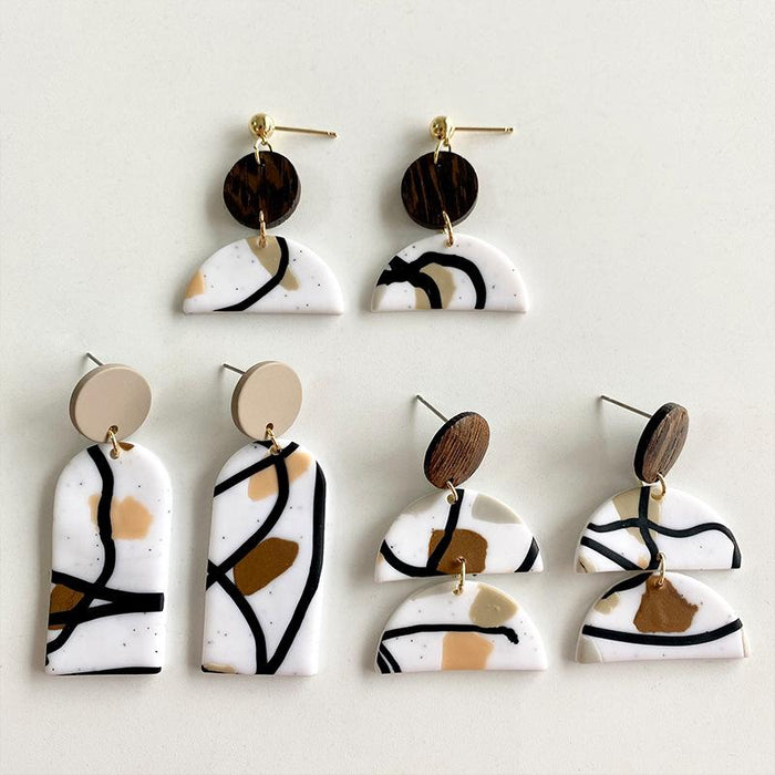 Geometric Graffiti Style Polymer Clay Earrings