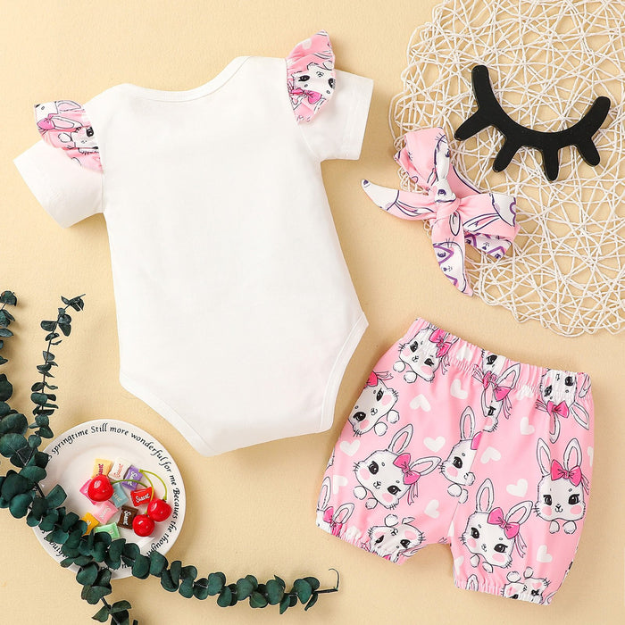 Letter over printed rabbit three piece set