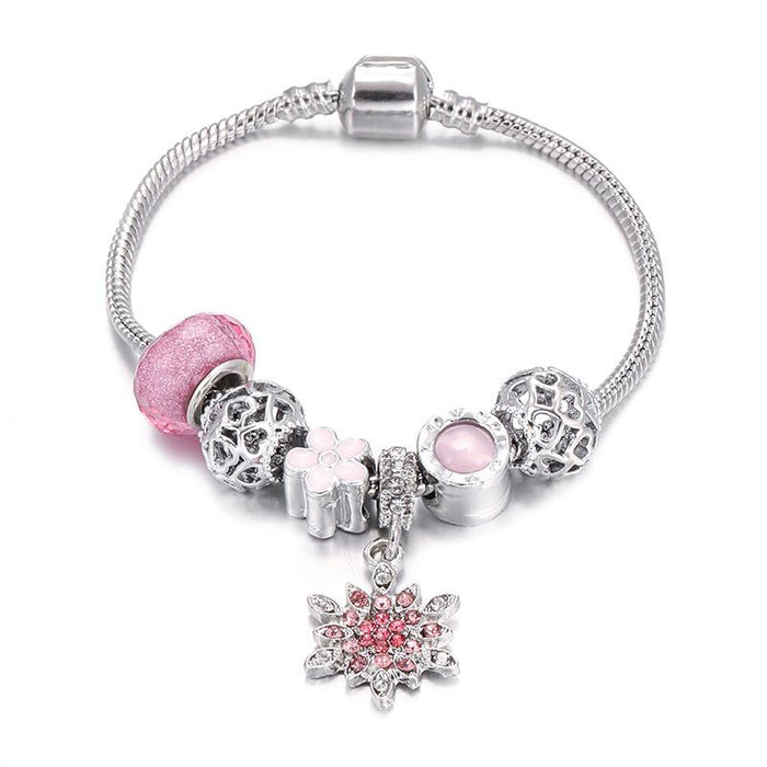 Snowflake pendant glass DIY diamond dripping Bracelet