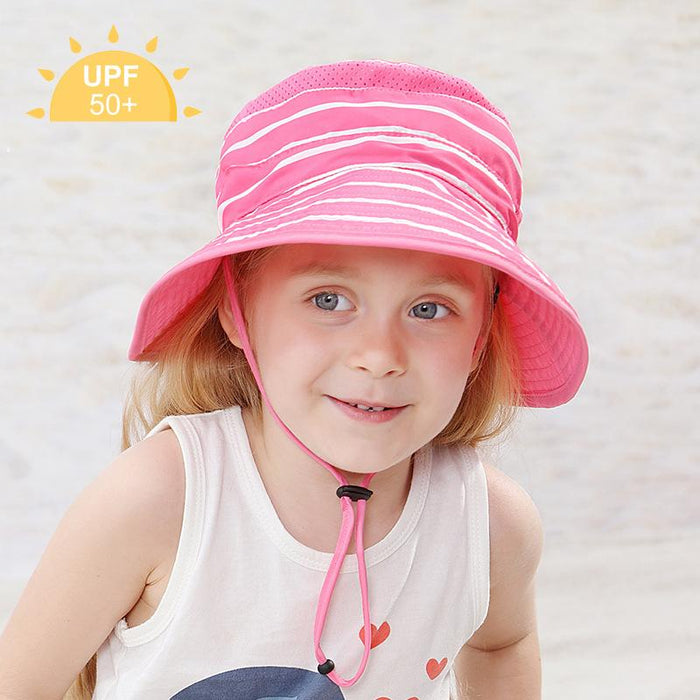 Children's Anti Ultraviolet Sunscreen Striped Bucket Hat