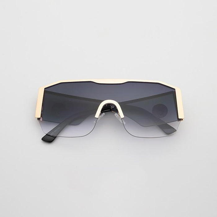 Large frame one piece metal men's and women's Sunglasses