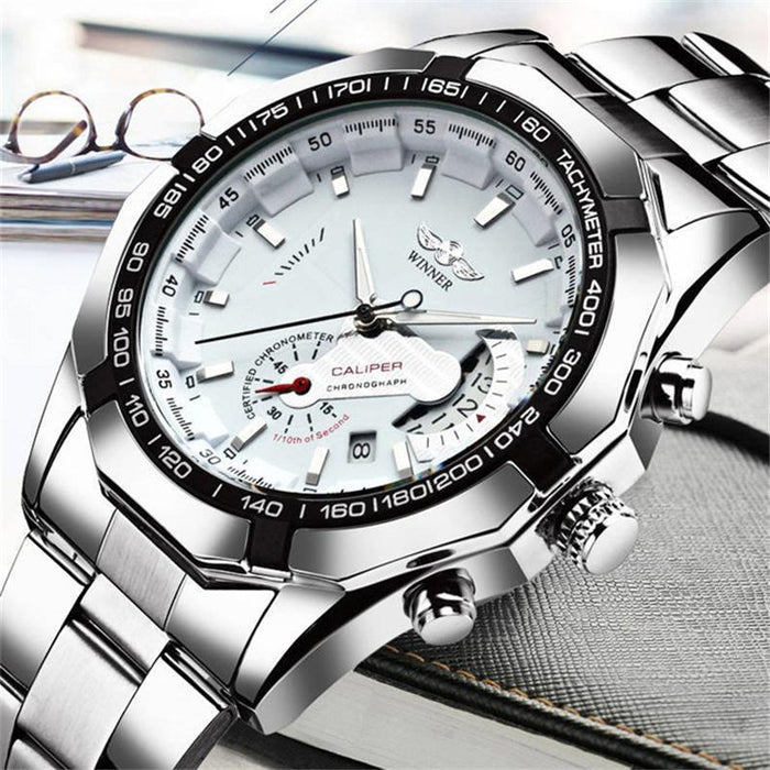 Luxury Men's Watches Stainless Steel Luminous Quartz Calendar Clock