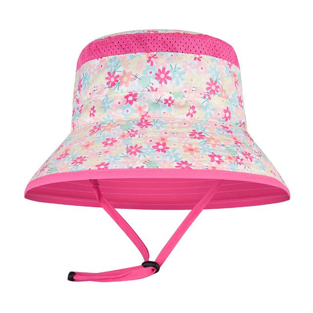 Summer Children Pink Floral UPF50 + Sunscreen Fisherman Hat