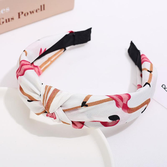 New Flower Headband Women Solid Color Knotted Hairband