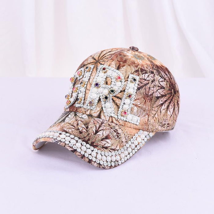 Summer Women's Maple Leaf Lace Handmade Beads Baseball Cap