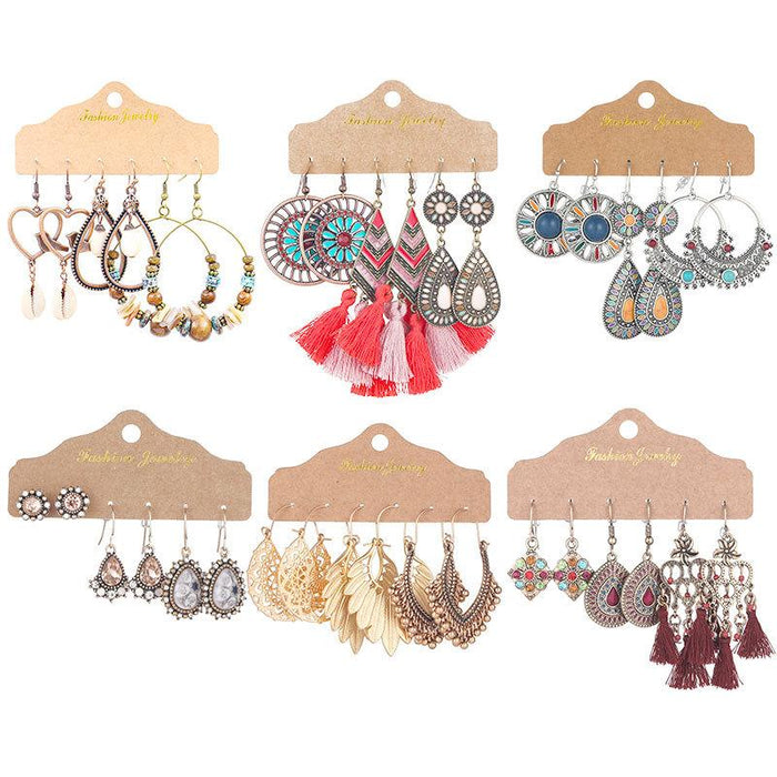 3 pairs/set Earrings Bohemian Style Jewelry X0X36198