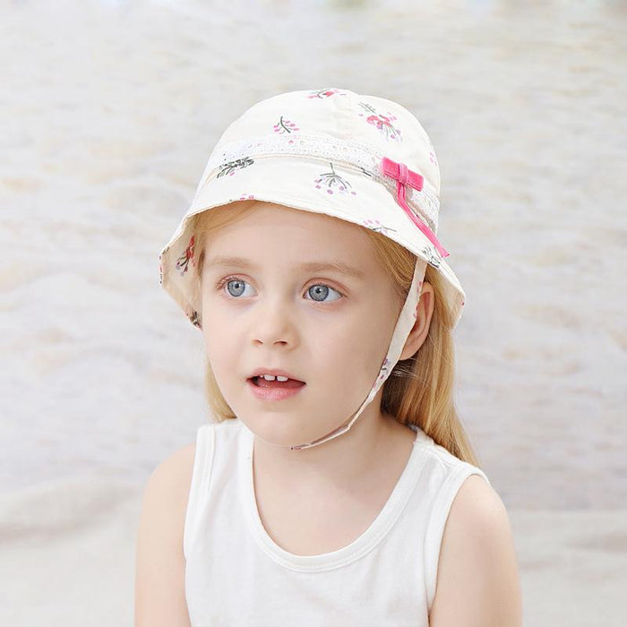 Spring Pastoral Broken Cherry Bow Children's Fisherman Hat