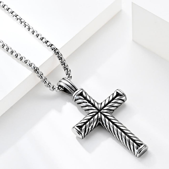 Men's Punk Rock Stainless Steel Cross Pendant Necklace