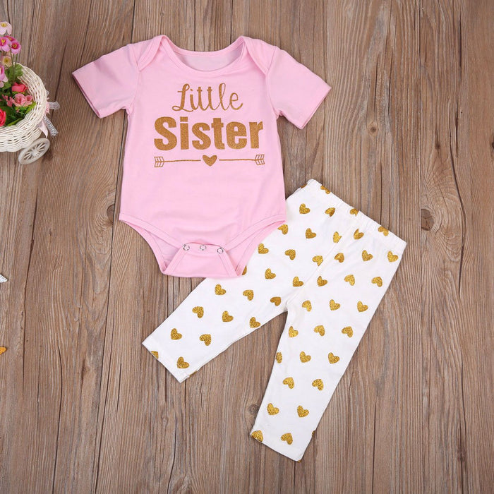 Short sleeved trousers sisters love children's wear
