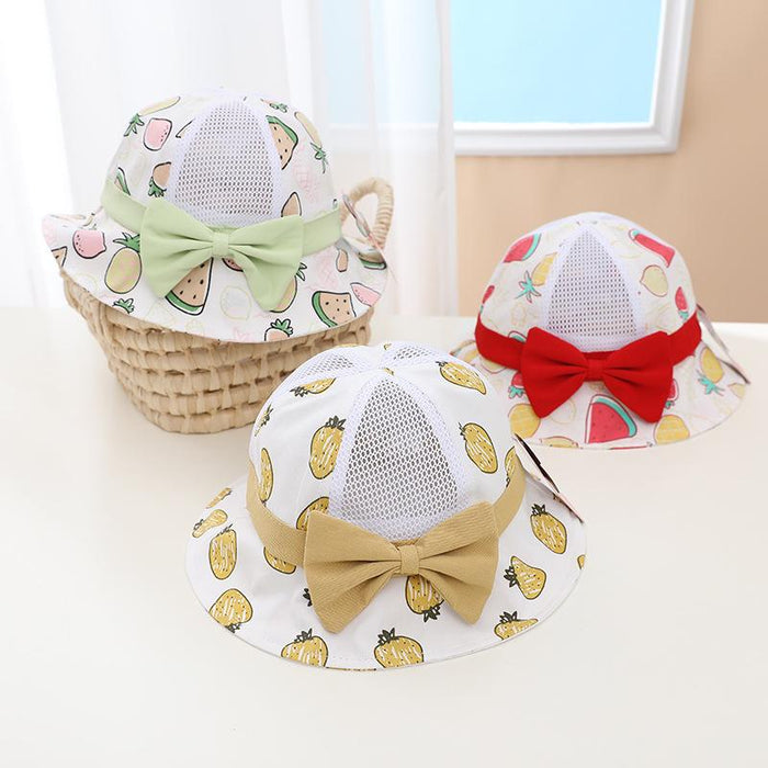 Summer Cute Fruit Bow Children's Hollow Net Hat Bucket Hat