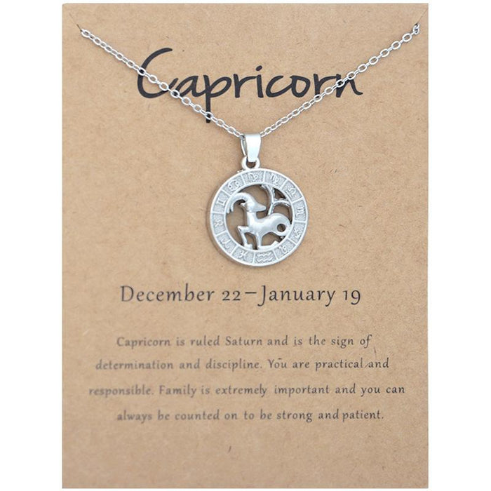 Zodiac 3D Image Pendant Card Clavicle Chain