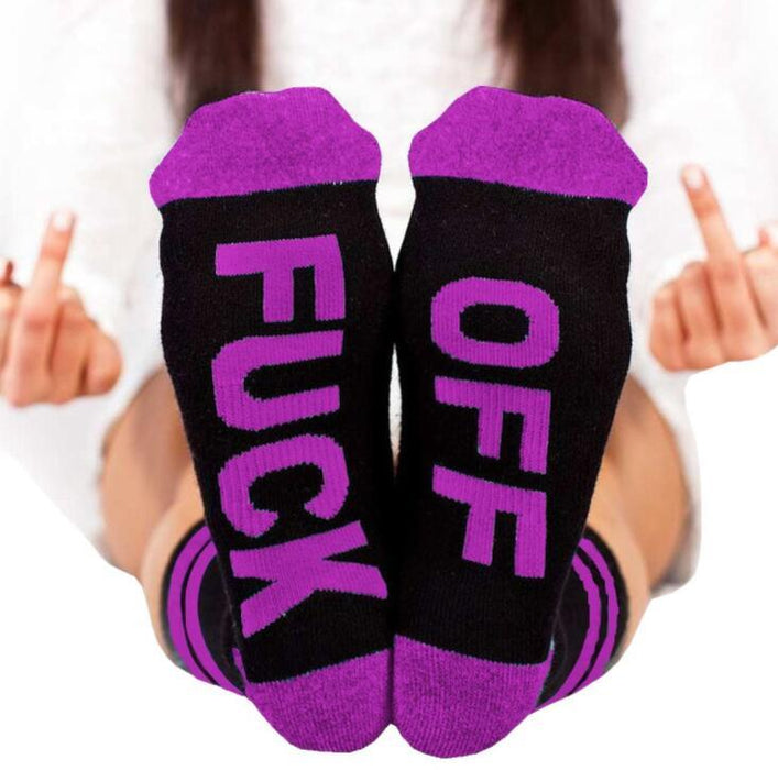 fuckoff Knitted Letter Cute Meia Funny socks