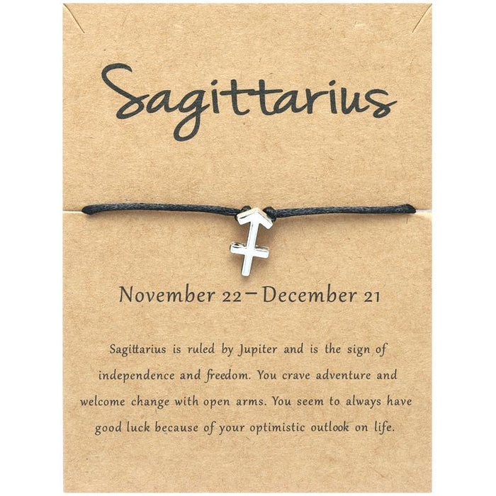 Twelve Constellations Bracelet Constellation Card Adjustable Black Rope Bracelet