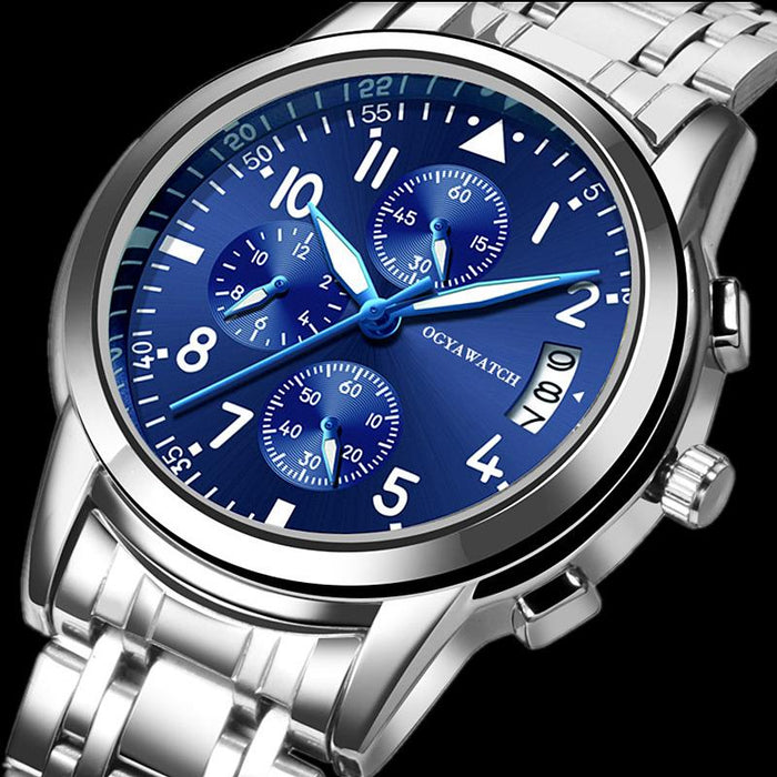 New Business Watch Retro Design Steel Band Quartz Wristwatch