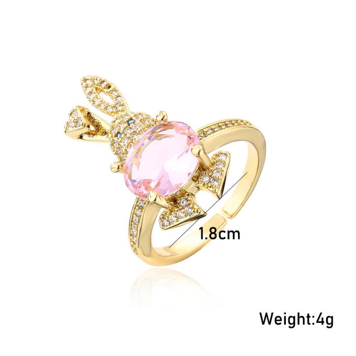 Pop Cute Little Rabbit Gold Open Ring