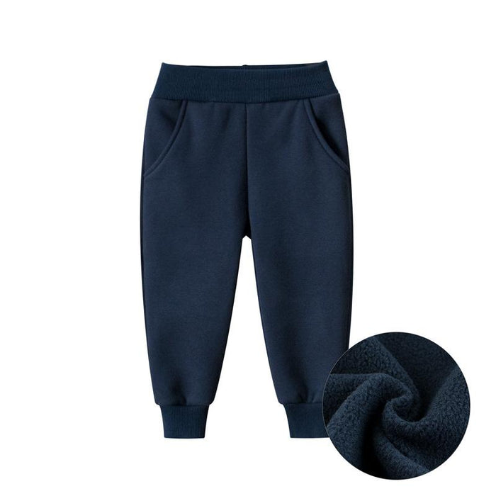 Solid color children's sports pants boys' Plush casual pants
