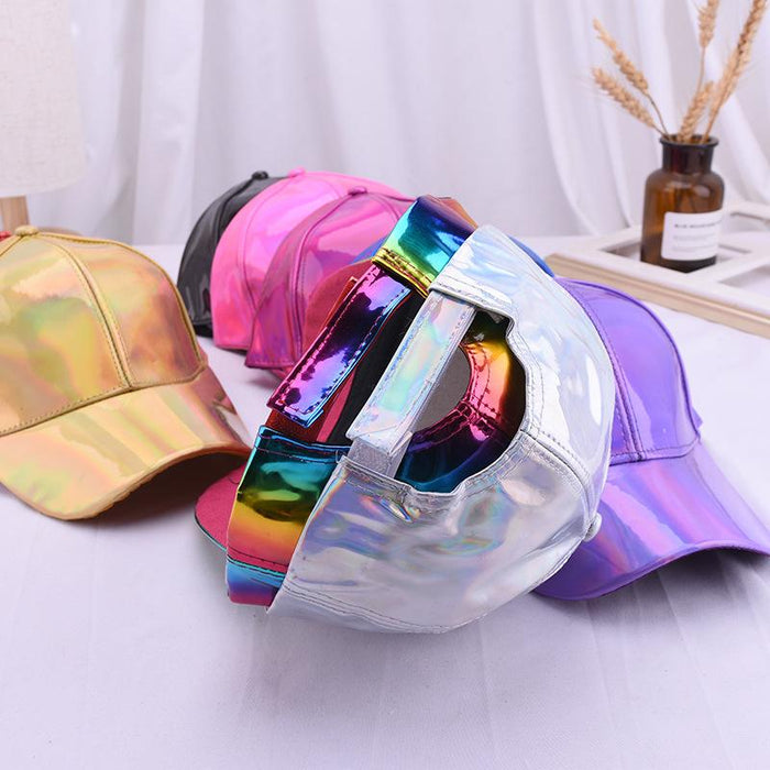 Summer Outdoor Sun Protection Laser Patent Leather Cap Baseball Cap