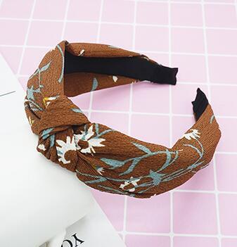 New Flower Headband Women Solid Color Knotted Hairband