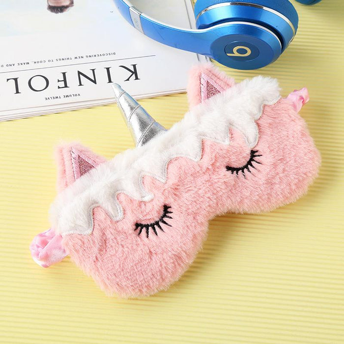 Cartoon Pink Gradient Colorful Unicorn Blindfold Eye Mask