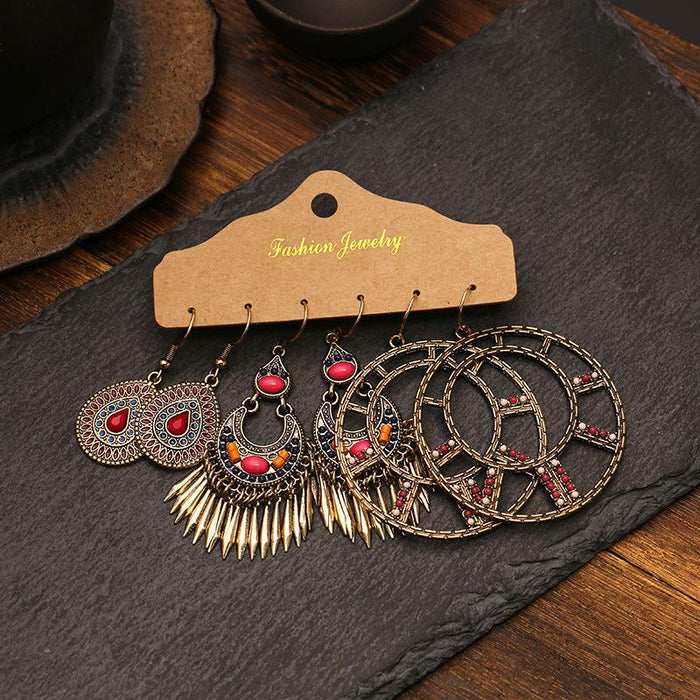 3 pairs/set Earrings Bohemian Style Jewelry X0X36203