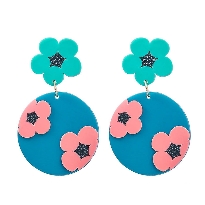Summer Geometric Floral Terracotta Earrings