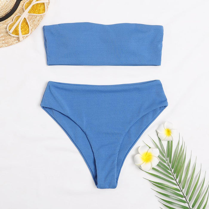 New Solid Color Bra Double Sided High Waist Split Bikini