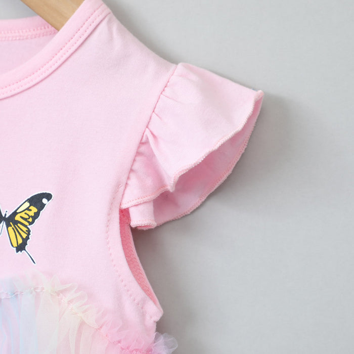 Girls dress solid Butterfly Dress rainbow gauze skirt