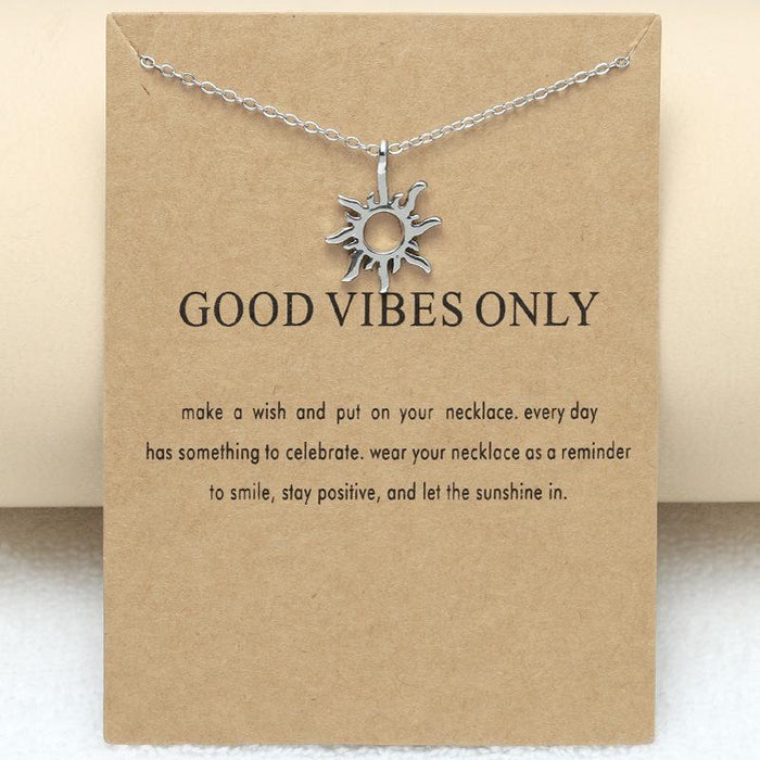 Golden Sun God Necklace Light Pendant Card Clavicle Chain